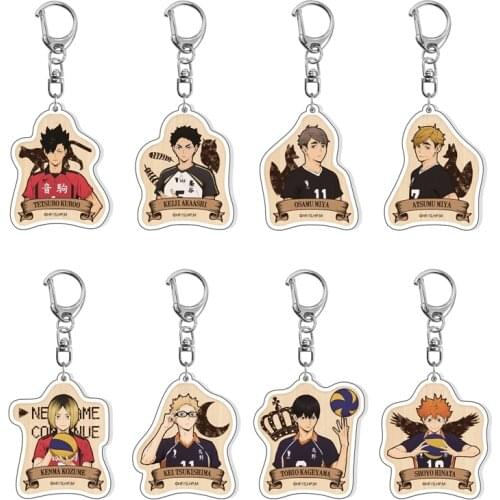 Japan Ainime Haikyuu!! Kenma Kozume Acrylic Metal Keychain For Men Women Keyring Key Chains Bag Pendants
