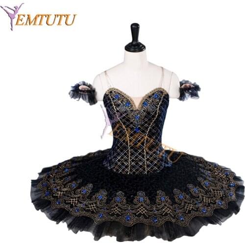 Women professional ballet tutu Black Swan Tutus competition ballerina ballet stage costume Concert Performance pancake tutus