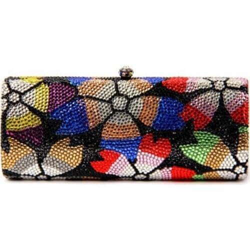 Women Evening Bags Luxury Crystal Clutch Female floral day Clutches Wedding Bag Ladies Party Purse With Long Chain shoulder bags