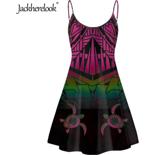 Jackherelook Polynesian Trabal Sea Turtle Brand Design Women Sleeveless Strapless Dress Boho Sexy Dresses Ladies Vestidos Mujer