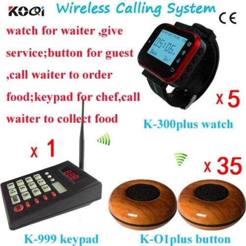 1 Keyboard 5 Watch Wrist 35 Buttons Restaurant Ordering System Kitchen Call Waiter