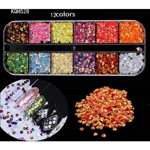 1 Boxes diamond Nail Sequins AB Color Round Triangle Rhombus Nail Flakies Colorful Mainicure Nail Art Glitter