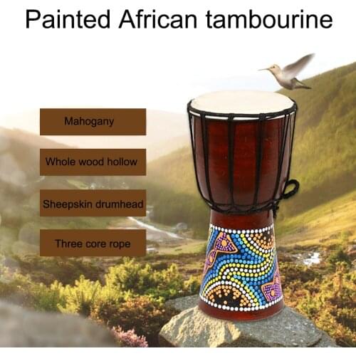 1PCS Djembe Drum 4 Inch Musical Instrument Household Accessories Wooden Professional Practice Good Sound African Djembe Drum