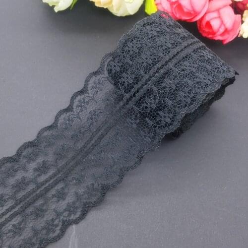 10yards/lot 45mm Wide Black Bilateral Handicrafts Embroidered Net Lace Trim Ribbon Wedding/Birthday/Christmas Decorations