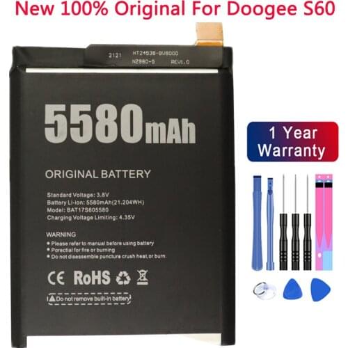 100% Original New For DOOGEE S60 Replacement 5580mAh backup battery for DOOGEE S60 Smart Phone batteries Bateria+Gift Tools