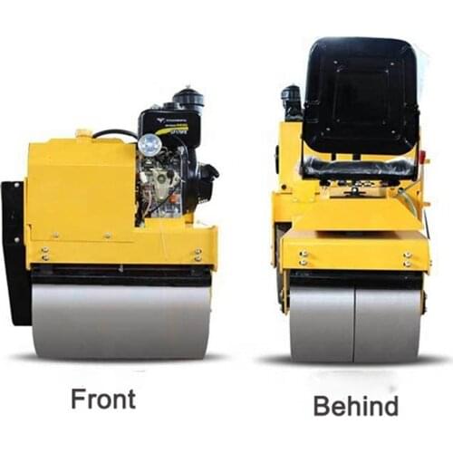 2000KG Double Drum Roller 2ton Small Vibratory Roller Hydraulic Road Roller 70HZ Exciting Force 50KN Construction Tools