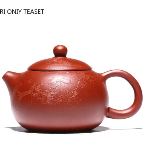 220ml Classic Yixing Purple Clay Teapots Raw Ore Dahongpao Xishi Tea Pot Hand Painted Zisha Filter Kettle Chinese Tea Set Gifts