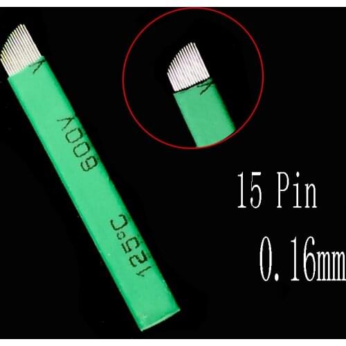50Pcs 0.16mm Lamina Tebori 15 Pin Microblading Needles for Permanent Makeup Eyebrow Lip Tattoo Blade Manual Pen 3d Embroidery