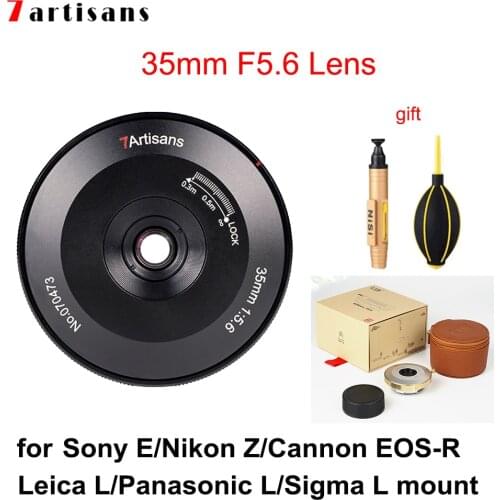 7Artisans 35mm F5.6 Prime Lens Full Frame for Sony E A7 A6500/Nikon Z/Canon Eos-R Leica Panasonic Sigma L Mount Focus Camera