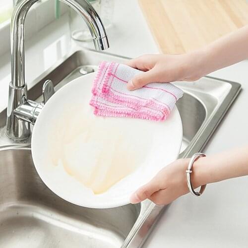 Household Kitchen Dishclothes Oil-Free Cleaning Cloth Water Absorption Rag Dishwashing Clothes Scouring Pad Kitchen Accessories