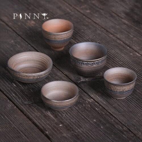PINNY Retro Ceramic Thread Teacup Gilt Glaze Heat Resistant Tea Cups Kung Fu Drinkware Handmade Master Cup