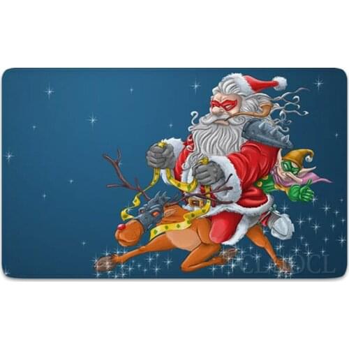CLOOCL Christmas Doormats Weird Santa Elk Elf Print Merry Christmas Indoor Hallway Mats Funny Festival Home Textile