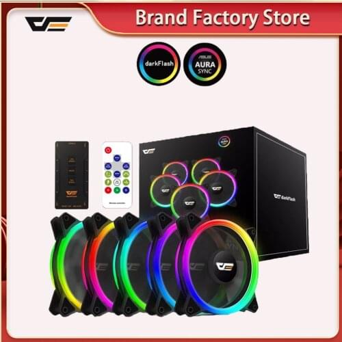DarkFlash Authentic DR12 Pro FAN Computer Cooler Cooling RGB Fans Computer PC Case Fan RGB Adjust 3P-5V AURA SYNC LED 120mm Fan