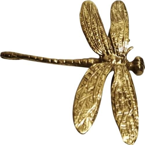 Pure Copper Dragonfly Decoration Handles Gold Drawer Cabinet Door Cupboard Wardrobe Dresser Pulls Knobs Furniture Hardware