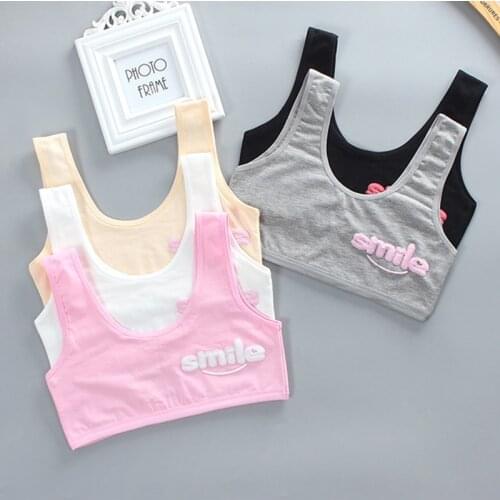 5PCS children Bra Underwear Lingerie Solid Color Cotton Double-deck Kids Baby Girls Teens Teenage Young 8-16 Years student