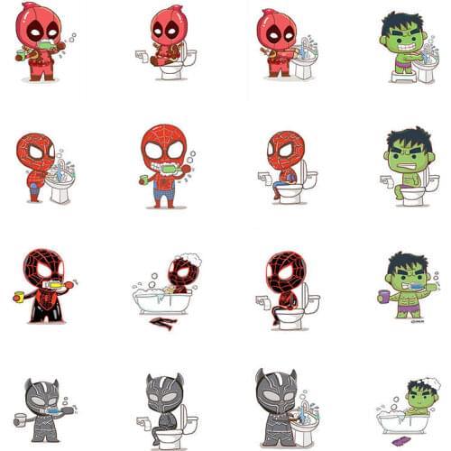 Marvel Comics Bathroom Posters and Prints Funny Baby Superhero Canvas Painting Boys Room Mural Pictures Wall Decoration Gifts
