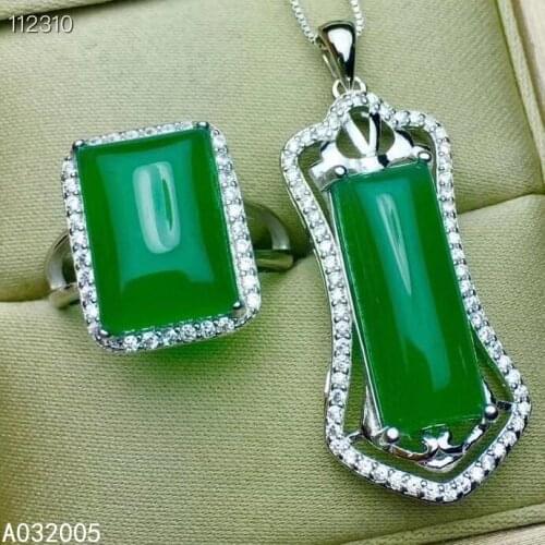 KJJEAXCMY Fine Jewelry 925 sterling silver inlaid natural Chalcedony female ring pendant set beautiful supports test