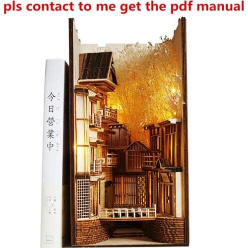 Japanese Style Street Rear Lane Bookcase 3D DIY Wooden Assembled Model Bookshelf with Tool Kit Home Office Decor - Ginzan Onsen