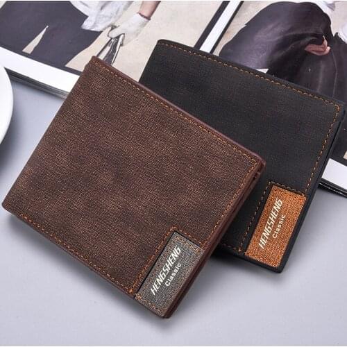 Short Slim Mens Leather Wallet Thin Men Credit Card Holder Purse For Man Small Money Bag