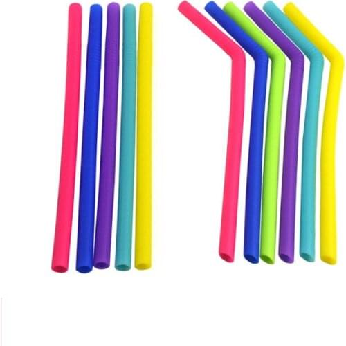 Kitchen Barware Bar Accessories Colour silicone Coffee Milk Metal elbow straight Tube Drinking Straws with brushes 12PC/lot