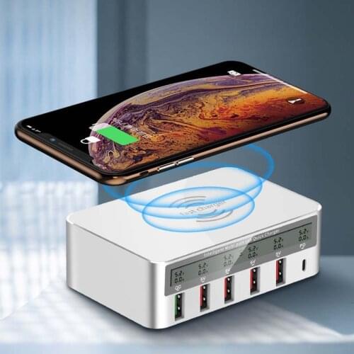 Larryjoe Multi-function USB Qi Wireless Charger LCD Display 10W Quick Charge 3.0 Fast Wirless Charging For Iphone X XS MAX