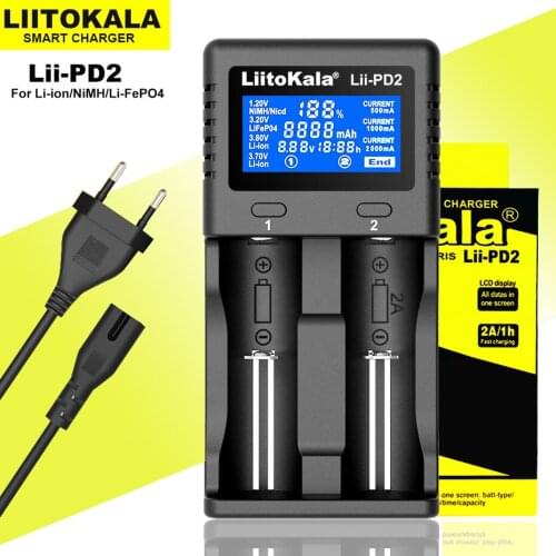Liitokala Lii-PD2 Lii-PD4 LCD 3.2V 3.7V 3.8V 1.2V 25500 18650 18350 26650 20700 14500 NiMH Lithium LiFePO4 Battery Charger