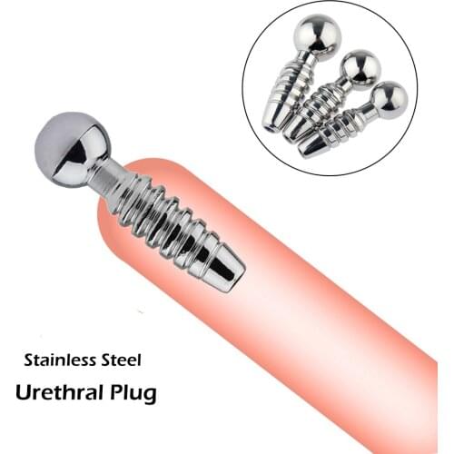 Metal Threaded Penis Plug Urethra Dilator Male Delay Ejaculation Stainless Tube Stimulate Glans Penis Plug For Men Masturbation