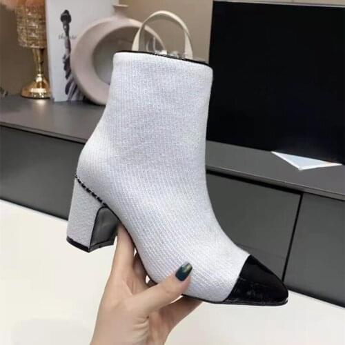 Fashion Brand Short Boots Womens Thick Heel Pointed Mid-Heel Ankle Boots Real Leather Luxury New Ankle Boots