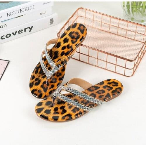 Fashion High Quality Leopard Print Comfortable Outdoor Plus Size Beach Female Slippers New Summer Flat Bottom Womens Slippers