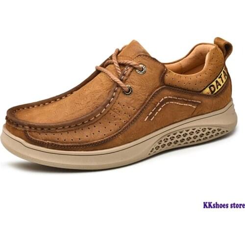 Natural Cow Leather Men Shoes England Trend Casual Shoes Plus Size Waterproof Men Flats Shoes Men Zapatillas Hombre