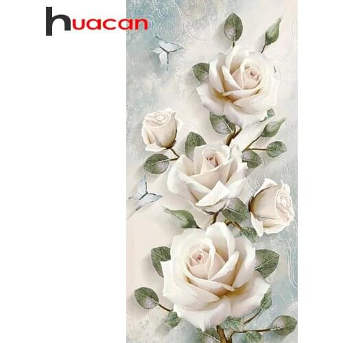 Huacan Full Square Diamond Art Kits Rose Diamond Embroidery Cross Stitch Butterfly Flower 5D DIY Mosaic Wall Art
