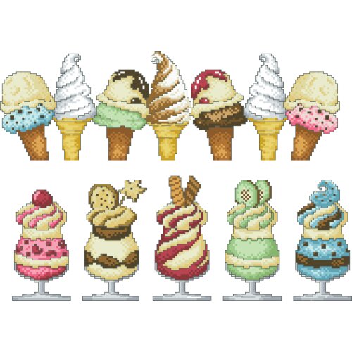 Cross stitch Handmade 14CT Counted Canvas DIY,Cross-stitch kits,Embroidery Tablecloth Series Picture-Ice Cream 42-33