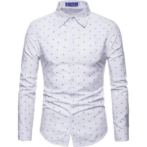 New mens long-sleeved shirt, European code casual mens print