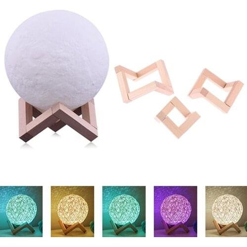 NEW Wood Bracket Moon Shaped Lamp Holder Ball Solid Shaped Light Stand Base Fittings L M S