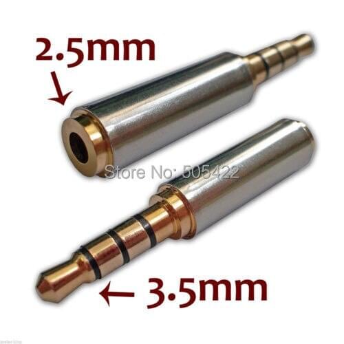 3.5mm Male to 2.5mm Female Stereo Mic Audio Earphone Jack Adapter Converter Gold
