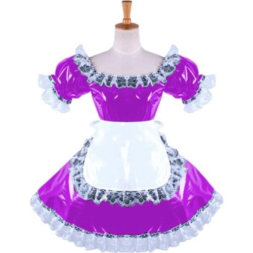 Lolita Dress PVC Sissy Maid Gothic Punk Dress Summer sweet Lolita Dress Women Kawaii Victorian Party Puff Short Sleeves Dress