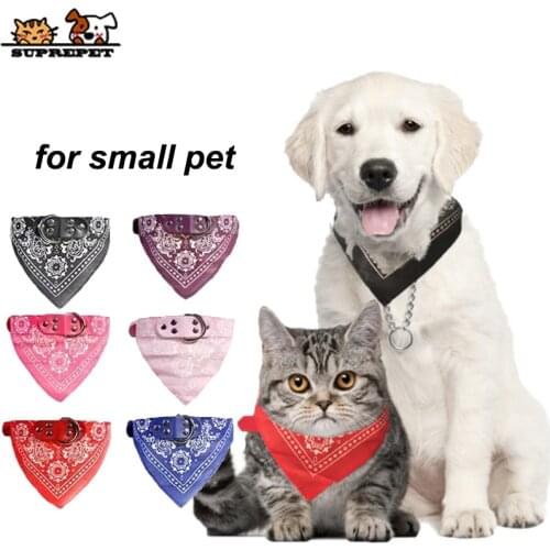 SUPREPET Lovely Adjustable Small Dog Collar For Dogs Small Pet Slobber Towel Pitbull Cat Collar Print Scarf Design Neckerchief