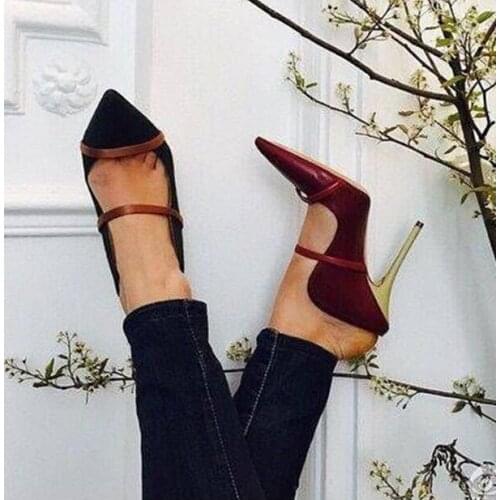 Bright Gold Satin Women Pointed Toe Sandals Silver Straps Patchwork Ladies Sexy Slip On High Heels Cutout Style Female Sandals