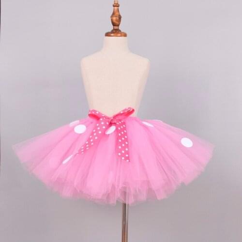 Mouse Polka Dots Fluffy Tutu Skirt for Girls Baby Birthday Party Skirt Costume 3 Color Options Newborn-Toddler Photo Props 0-12Y