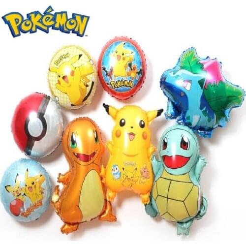 1-5pcs Pikachu Pokemon Aluminum balloon Sequin latex Children birthday party decoration Childrens room Wall layout Balloon toy