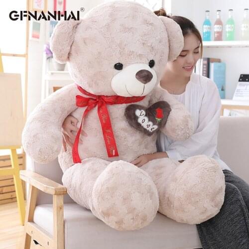 1pc 75/100cm Lovely Heart Teddy Bear Plush Toy Stuffed Toy Children Kids Cute Home Decor Girls Christmas Birthday Gifts
