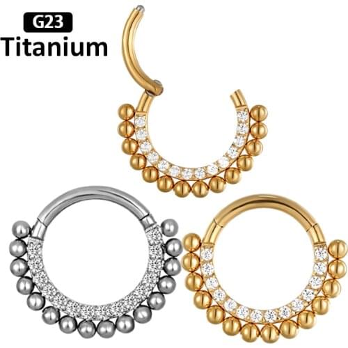 1PS NEW G23Titanium Hight Segment quality Zircon stone Ring Nose Septum Earrings Septum Ring Fashion Piercing Jewelry