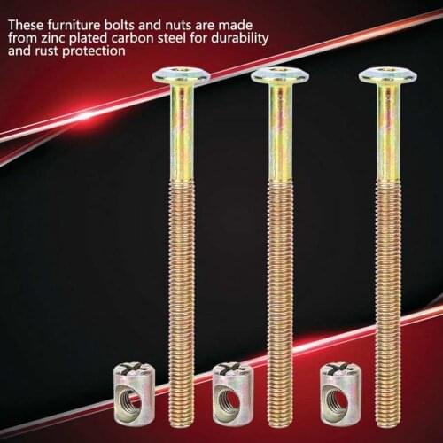 10PCS M6 Carbon Steel 40mm/ 60mm/ 80mm/ 90mm/100mm Furniture Bolts With 6mm Barrel Nuts Connector Fastener