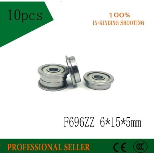 10pcs F696ZZ 6*15*5mm ABEC-1 F696 DDRF-1560ZZ RF-1560ZZ deep groove ball bearing 6*15*17*5*1.2mm miniature bearing with flange