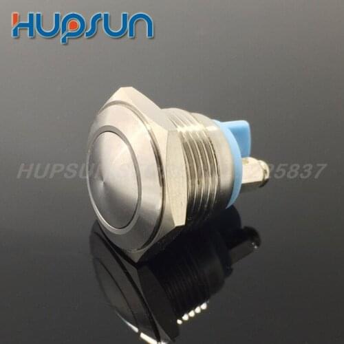 10pc high quality round waterproof 1NO 16mm reset stainless steel momentary push button switch for car boat door speaker