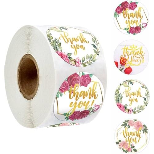 500pcs/roll Thank You Sticker 4 designs Gold Foil Words Sticker Good for Teachers And Kids Gift Classic Toy Sticker Decoration