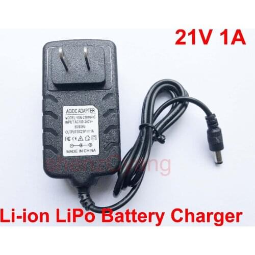 100PCS High quality DC 21V 1A 1000mA Smart Intelligent Lic Charger Electric Wrench Charger 18650 Li-ion LiPo Battery