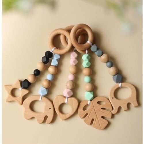 3 Pcs/Set Baby Gym Frame Pendants Silicone Beads Mobile Wooden Teether Rattle Infant Newborn Teething Nursing Toys Shower Gifts