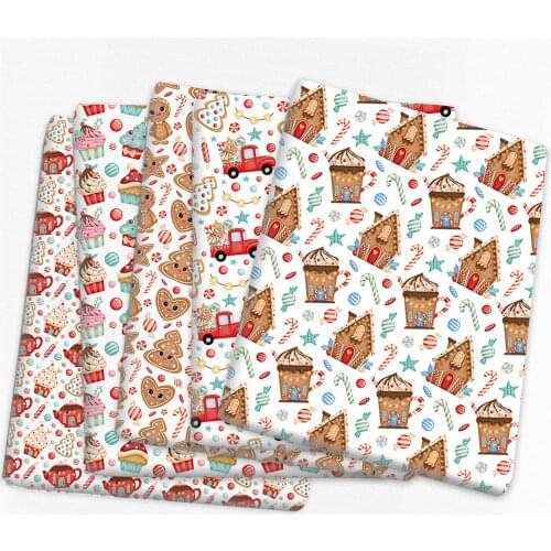 Patchwork Christmas Candy Cake Polyester Cotton Fabric Tissue Sewing Quilting Fabrics Needlework Material DIY,c14010