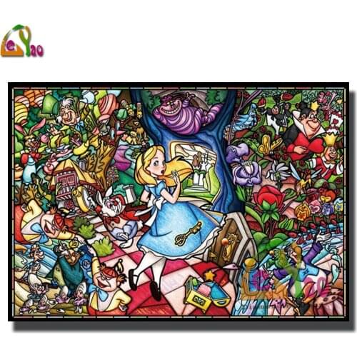 5D DIY Diamond embroidery Monster Wonderland Art Mosaic Kit Picture Cartoon Girl Alice Diamond Painting Full Square Round Drill